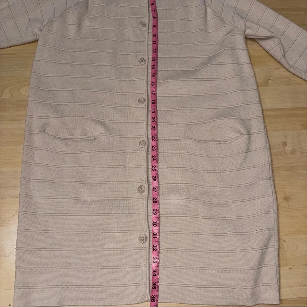 COS Cardigan Sweater Jacket Ivory Medium‎ Ribbed Textured Long Duster Lagenlook